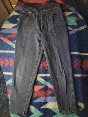 Vtg 90s Levi's 521 Jeans Womens 14 Short Tapered Fit Tapered Leg Denim Black
